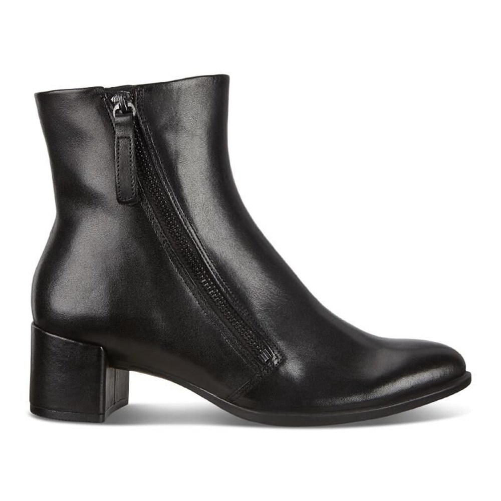 Womens Ankle Boots - ECCO Shape 35 Block Zippered - Black - 5476BSLFA